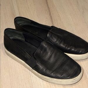 Vince womens Black Perforated Slip-On Loafers